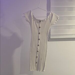 Elegant White Button-Down Dress